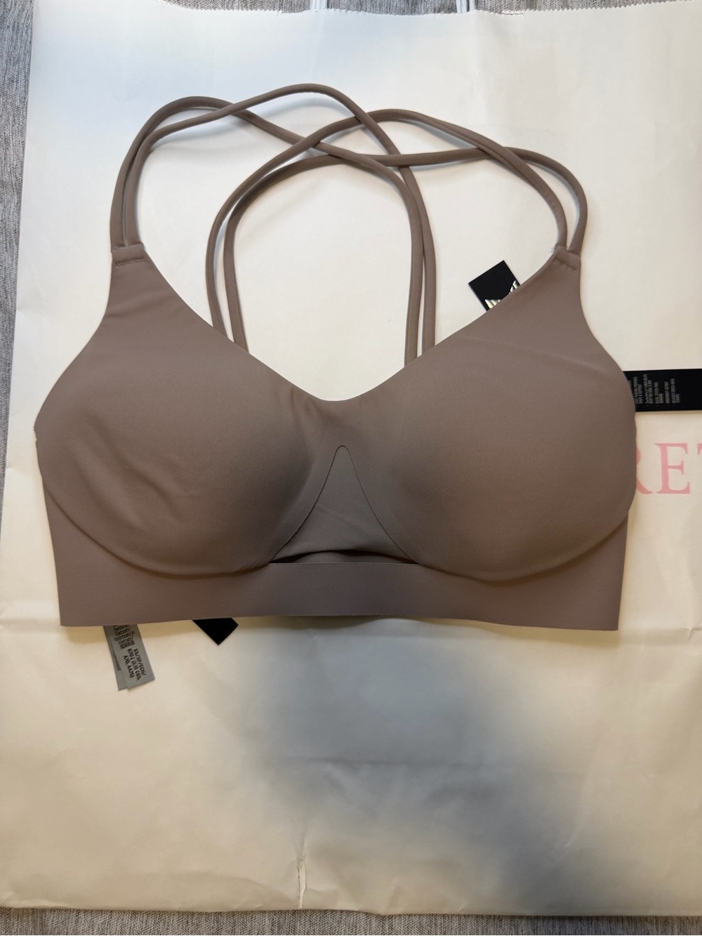 Victoria’s Secret VSX Strappy Sports Bra Taupe XS NWT